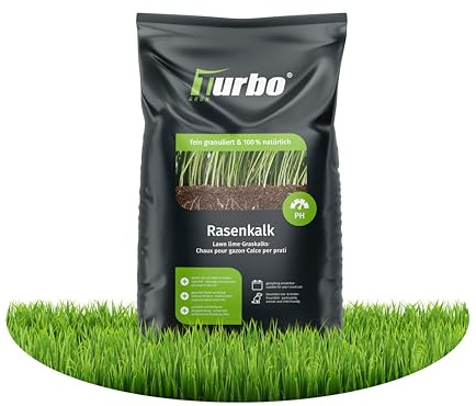 turbogrün® Rasenkalk und Gartenkalk 18 kg für 180 m² Rasenfläche | Staubarmer Kalk für Rasen und Garten - unterstützt gesunden Boden, wirkt Moos und Pilzen entgegen und verbessert die Düngung