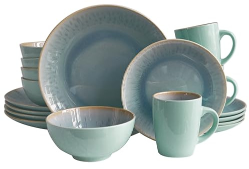 ECHTWERK 16-teiliges Vintage Tafelservice Ana Modern-Design, für 4 Personen, Stilvolles Geschirrset aus Porzellan mit 4 x Speiseteller, 4 x Beilagenteller, 4 x Schüssel, 4 x Teetassen