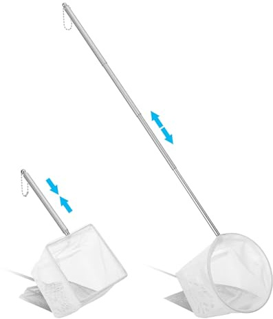 Tyqour 2 Stück Kescher Aquarium Fischnetz Mini Aquarium Kescher Klein mit Ausziehbarem Metallgriff,Garnelen Fangnetz Fischernetz Kleines Aquarienkescher für Fischbecken Kleine Teiche Pools 8/10cm