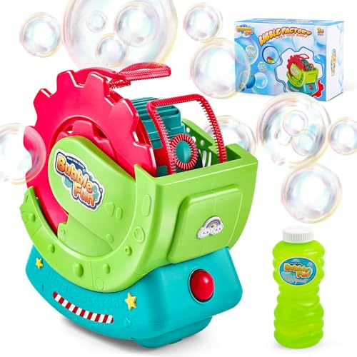 Seifenblasenmaschine für Kinder,Automatischer Blasenmacher mit 236mL Seifenblasenwasser - Machen Extra Große Blasen & Blasen in Blase,Elektrische Bubble Machine für Hochzeit Geburtstag Party