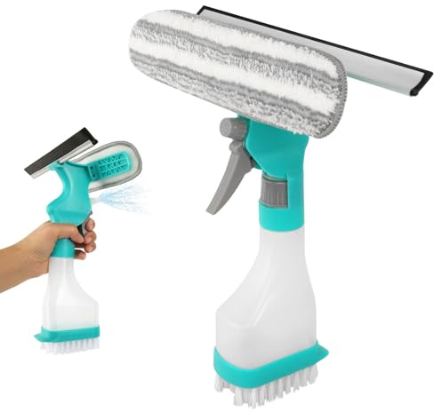 Fensterwischer mit Sprühfunktion 4 in 1 Fenster Wischer für Fenster, Dusche, Bad, Küche, Auto, Fliesen, Spiegel Fensterputzer Set Fensterreiniger Set Fenster Putzen