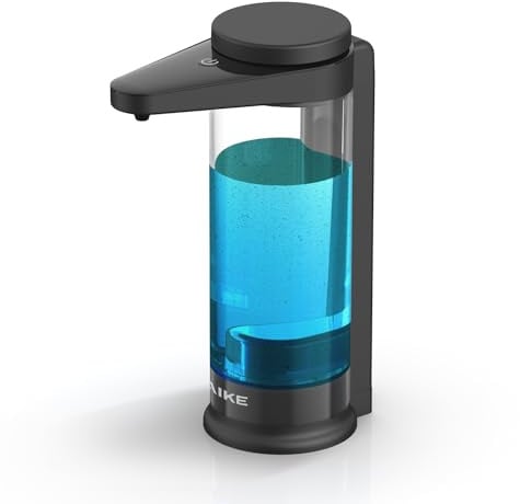 AIKE Automatischer Seifenspender mit Infrarotsensor 500ml, Schwarz Wandmontierter Automatischer Seifenspender mit USB-Ladefunktion