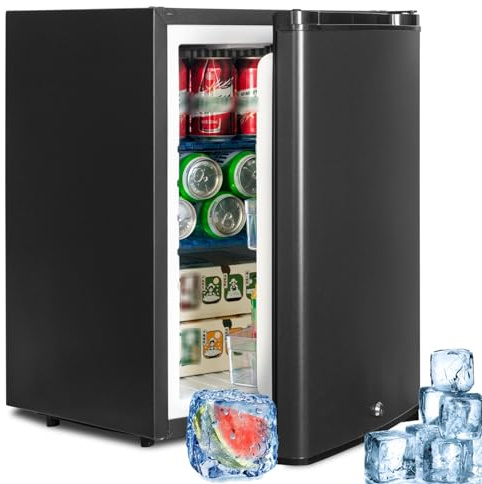 SMETA 12v Kühlschrank, Camping Kühlschrank 12v 230v, 12v Kühlschrank Wohnmobil 40L, Wohnwagen Kühlschrank, Leiser Kühlschrank, Umkehrbare Tür mit Schloss für Auto, LKW, Büro, Womo, Lautlos, Schwarz