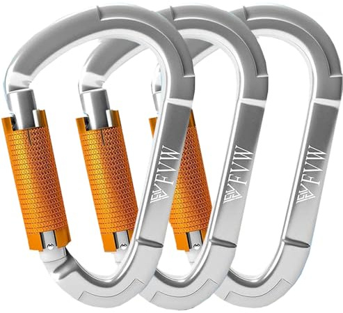 Karabiner Klettern Kletterausrüstung,UIAA-Zertifiziert 25KN Auto Locking Kletterkarabiner Clips für Hängematten, Schaukel, Locking Hundele
