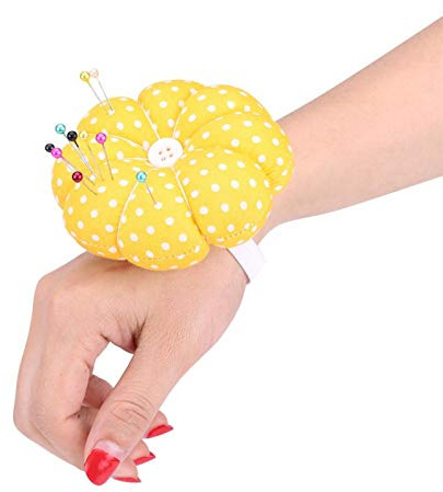 HERCHR Nadelkissen Handgelenk Blumen Nadelkissen Mit Elastisches Handgelenkband Kürbisform, Armnadelkissen Handgelenk Nadelkissen Florales, Nadelkissen, Nadelkissen Tragbares