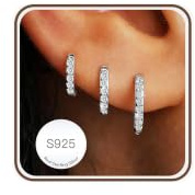 AVOTTO Geschenk Freundin 3 Paar Ohrringe Silber 925 Damen Hypoallergen Gold Ohrring Stacks Silber Creolen Ohrringe Damen Silver Huggie Hoops Earrings for Women