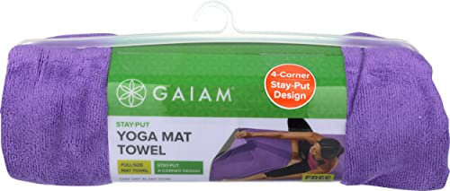 Gaiam Stay Put Yoga-Handtuch Matte Größe Yogamatte Handtuch (passt über Standard-Größe Yogamatte – 172 cm L x 61 cm B)