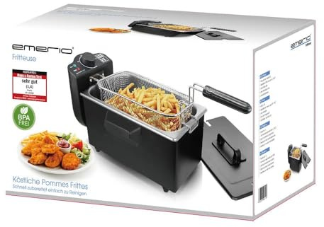Emerio 3.0L Öl-Fritteuse mit Kaltzonen Technologie, sehr gut 1.4 getestet von Haus & Garten 06/2019, kein bitterer Geschmack mehr, Kaltzonenfritteuse mit 2000 W, Tank aus Edelstahl, BPA frei