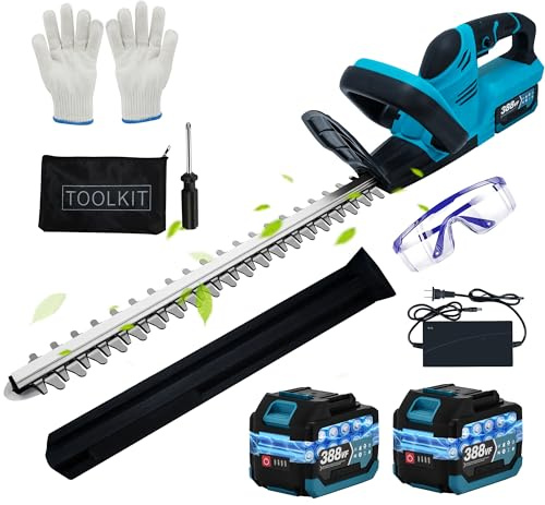 Heckenschere Akku für Makita Akku 18V Leichte 51cm Schnittlänge | 15mm Zahnabstand, 500W Elektrisch Reinkupfer-Motor Dual Schnittklingen