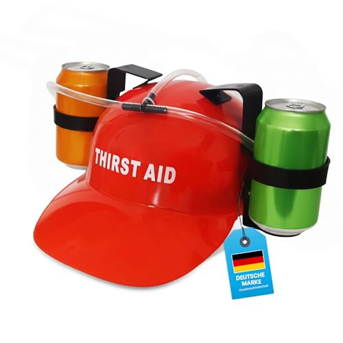 GOODS+GADGETS Party Trinkhelm für Erwachsene; Bier-Helm mit Dosenhalterung; JGA Saufhelm & Getränkehalter Partyhelm; Bauarbeiter-Helm Partyzubehör (Trinkhelm)