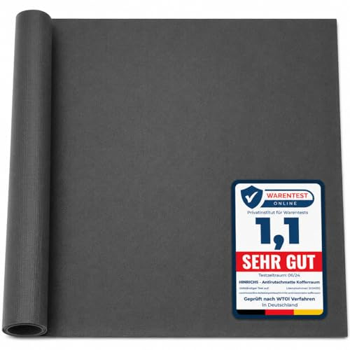 Hinrichs Antirutschmatte Auto 120 x 100 cm - Kofferraummatte zuschneidbar & wasserdicht - Anti Rutsch Matte, Schmutzfangmatte & Schubladenmatte - Gummimatte Kofferraum - Unterlage für Hundebox