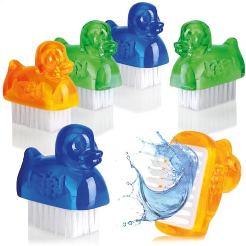 com-four® 6X Mini Handwaschbürsten im Enten-Design - Nagelbürste für Hand- und Nagel-Reinigung - Reinigungsbürsten in 3 Farben