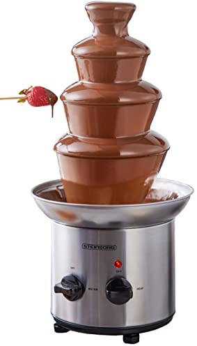 Schokoladenbrunnen | 170 Watt | 1250 g | Hochwertiger und langlebiger Edelstahl | 4 stufig | Hitzefest | Schokobrunnen | Fondue | Schokofondue | Schokofontäne |