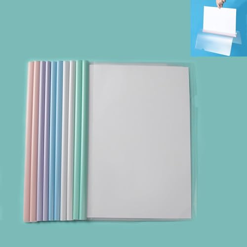 10 Stück Heftumschlag a4 Transparent, Klemmschienen Durchsichtig, Klemmhefter A4 Klemmbinder PP Kunststoff, Bewerbungsmappen - Mehrfarbig Stäbe