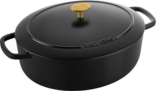 BALLARINI Bellamonte Auflaufform, Bräter, Dutch Oven, Emailliertes Gusseisen, Oval, 29 cm, 4,5 L, Schwarz