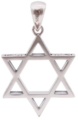 Vintage Echt 925 Sterling Silber Davidstern Halskette Kette mit Hexagramm Anhänger für Herren Damen 50cm Rolokette