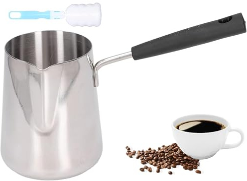 Mokkakännchen,Edelstahl Milchkanne,Türkische Kaffeekanne | Herdplatte Espressokocher Türkischer Kaffeekocher Zur Coffee für Home Sauce Pan Cafe Milch schokolade 600ML