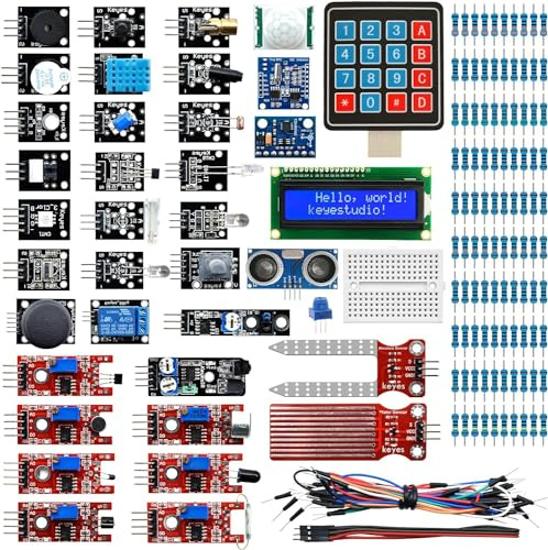 KEYESTUDIO 37-in-1-Sensormodul-Kit, kompatibel mit Arduino IDE, Raspberry Pi, elektronisches Starter-Kit für Anfänger geeignet