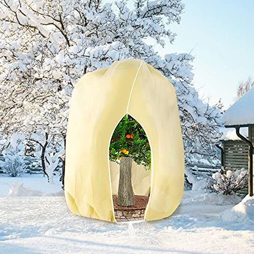 HERILIOS Winterschutz für Pflanzen, 250 x 360cm Frostschutz Pflanzenabdeckungen als Winterschutz, mit Reißverschluss für Baum Palmen Balkonpflanzen haube Zelt Atmungsaktiv - Reißfest, beige