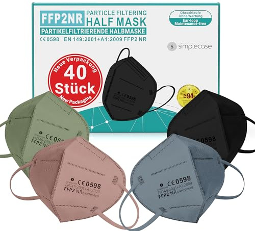 Simplecase 40 Stück FFP2 Masken, Atemschutzmaske, Partikelfiltermaske
