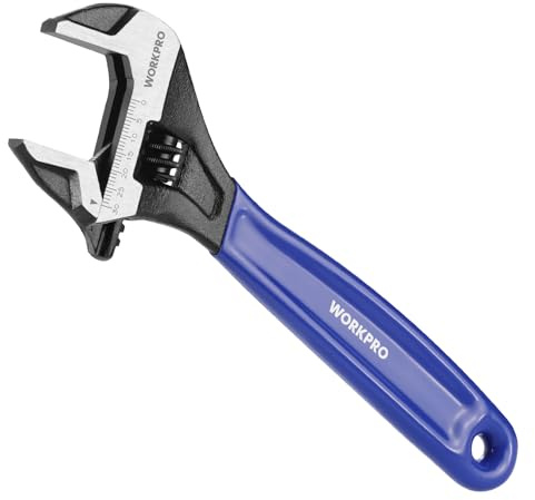 WORKPRO Schraubenschlüssel 150 mm Rollgabelschlüssel, Verstellbarer metrischer Einmaulschlüssel aus Cr-V Stahl und weichem Bi-Material-Griff