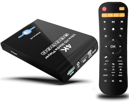 4K 60Hz UHD Media Player & HDD Enclosure 2-in-1,Play H.265/HEVC H.264/AVC MP4 MKV Videos MP3 Music JPG Photos,4K HD, Analog AV,USB 3.0, Type C,Supports SSD,2.5 SATA HDD with USB/SD Card Expansion
