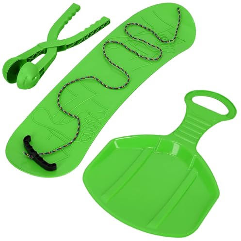 KOTARBAU® Spielset - Snowboard - Schneeballzange - Poporutscher für Kinder - Spielset für den Schnee – Rutschbahn – Snowboard – Schneeballautomat – Grün