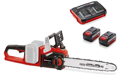Einhell Akku-Kettensäge GE-LC 36/35 Li Power X-Change (Li-Ion, 36 V, 33 cm Schnittlänge, 15 m/s Schnittgeschwindigkeit, bürstenloser Elektromotor, inkl. 2x 4,0 Ah Akkus und Twincharger)