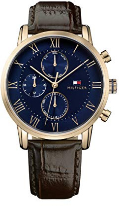 Tommy Hilfiger Multi Zifferblatt Quarz Uhr für Herren mit Braunes Lederarmband - 1791399