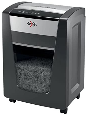Rexel Aktenvernichter Momentum X420, Partikelschnitt, 22-20 Blatt A4 (70-80 g/m²) Kapazität, Sicherheitsstufe P4, 30L Abfallbehälter, Schredder, schwarz, 2104578EU
