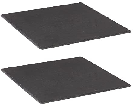 Westmark 2 Naturschiefer-/Servierplatte, quadratisch, mit Kratzschutz, Fläche: je 30 x 30 cm, Schiefer, Tapas + Friends, Anthrazit, 693222E3