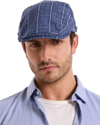 ZLYC Summer Ivy Flache Kappe aus Baumwolle für Herren | Klassisch Retro Schiebermütze Ivy Cabbie Newsboy Mütze,Flache Kappe für Sommer Frühling Herbst