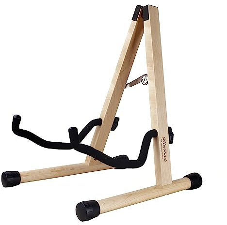 HilerPunk Gitarrenständer, Akustik-, Klassik-, E-Gitarrenständer, A-Frame Folding Bass Guitar Display Stand (Natural Solid Wood)