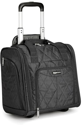 Amazon Basics Koffer Zur Aufbewahrung Unter Dem Sitz, Schwarz (Schwarz Gesteppt), 35.3 cm x 25.2 cm x 38.5 cm