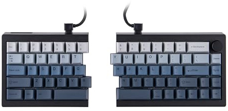 EPOMAKER Split65 QMK/VIA Programmierbare Gaming-Tastatur Kabellos, Ergonomische Mechanische Tastatur mit 2.4Ghz/Bluetooth/Type-C, im Split-Layout mit RGB-Backlight (Schwarz, Wisteria Linear)