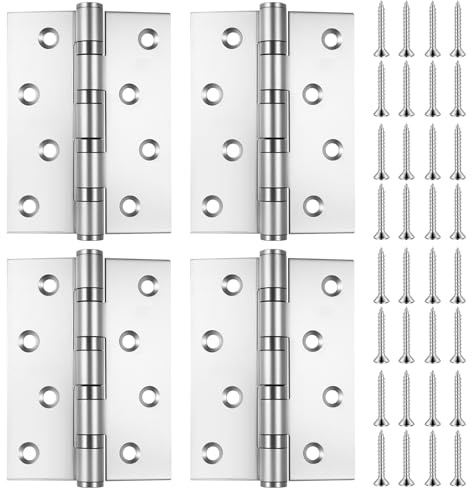 4 Stk Scharniere Klappbar,Schwerlastscharnier Edelstahl Scharniere,Türscharnier Schwerlast Scharnierband,Heavy Duty Hinges,Kugellager Türscharniere für Holztüren Gartentor Außen Innen(100x73x2 mm)