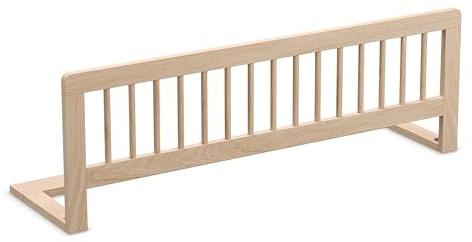BAR Bettgitter Rausfallschutz klappbar aus Holz – faltbares Bettschutzgitter & Fallschutz für Babys und Kleinkinder – 115 x 40 cm Absturzsicherung für Kinderbett, Elternbett & Familienbett – Natur