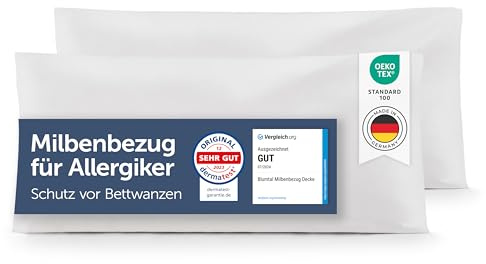 Blumtal® Milbenbezug Kissen 40x80 cm 2er Set - Oeko-TEX zertifizierte Allergiker Bettwäsche Kissen 40x80 cm - Kissenbezug gegen Hausstaubmilben - Allergie Bettwäsche Set Anti Milben 40x80 cm Kissen
