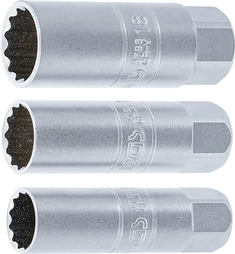 BGS 6858 | Zündkerzen-Einsatz-Satz Zwölfkant | 3-TLG. | 10 mm (3/8") | SW 14-16 - 18 mm | Zündkerzenschlüssel