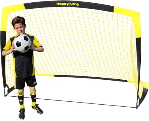 Happy Jump Pop-Up Fußballtor –152x110 cm, 1 Tor, Schwarz Gelb | Faltbares Tor aus Glasfaser für Kinder & Erwachsene | Ideal für Garten & Park
