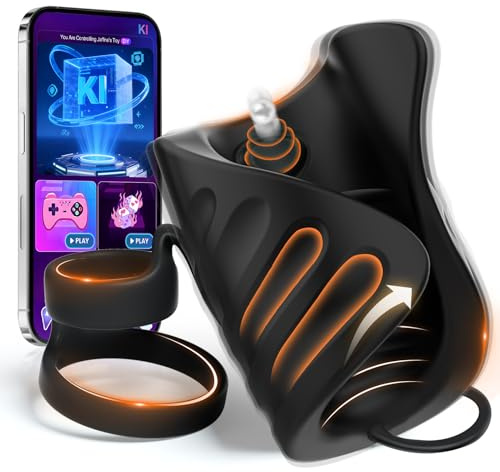 Mastubator Sex Spielzeug für die Paare Penistrainer mit 9 Starke Vibrationen & Klopfenmassage APP & KI Steuerung Doppelte Penisringe Penishülle Sexspielzeug für Paare extrem Sex Toyset für Man Schwarz