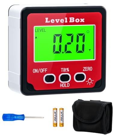 Tolesum Digitaler Winkelmesser Inklinometer mit Magnetfuß - Level Box Winkelmessgerät mit Hold-Funktion & LCD-Display, Präzises Neigungsmesser für Bau, Holzarbeiten und Dekoration-Batterie enthalten