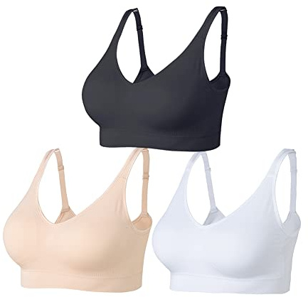 Amazingjoys BH Damen Ohne Bügel Bustier Klassische Bequem Gepolstert Wohlfühl-BH 3er Pack