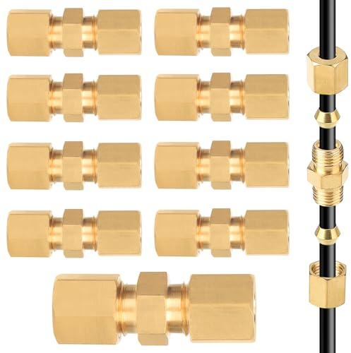 EFUTURETIME 10 x Bremsleitung Verbinder 4,75mm, Vernickeltes Kupfer | 3/16 Bremsleitungsverbinder ohne Bördeln für Bremsleitung