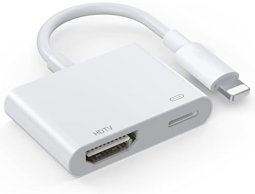 Loydia HDTV Adapter für iPhone, [MFi Zertifizierung] HDTV Digital AV Adapter Lightning 1080P Video Audio Sync Screen Converter mit Lightning Ladeanschluss, Kompatibel mit TV/HDTV/Monitor/Projector