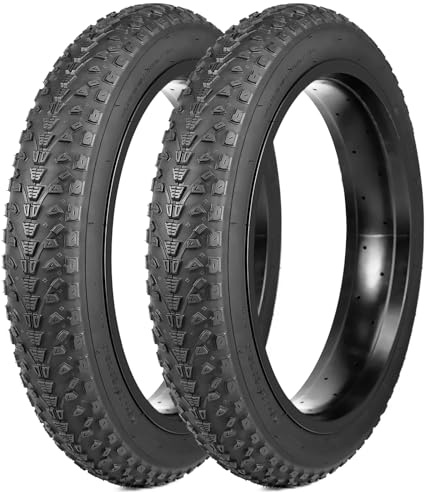 GRELiving 20x3.0 Zoll Fahrradreifen Fat E-Bike–Tires 75-406 mit Anti-Rutsch-Profil Für Elektrofahrräder (Schwarz 2er-Reifen (nur Reifen Ohne Schlauch), 20x3.0 Zoll)