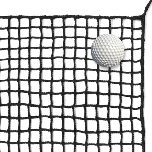 EMEKIAN 3m x 9m Schwarzes Polyester Golf Übungszaunnetz, 400GSM Schwerlast Golfball-Absperrnetz, Tragbares Golfnetz für Drinnen und Draußen, Golf-Schlagnetz, Verstellbares Schutznetz für Den Hinterhof