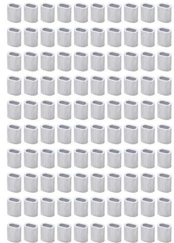 100 Stück Drahtseil-Crimphülsen, 1 mm, elliptische Aluminiumhülsen, Crimpschlaufen, Clips für Draht-/Seil-/Kabelbefestigung