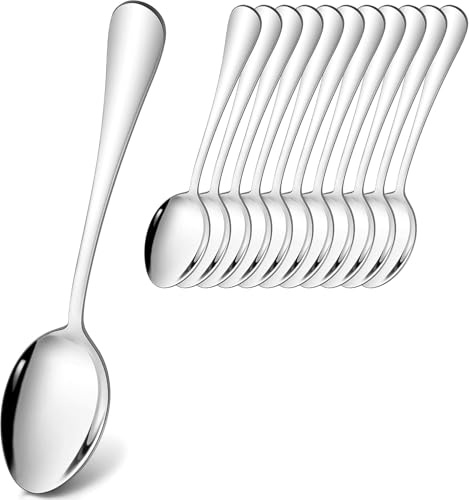 Tafellöffel 12er Set, Joyfair Edelstahl Esslöffel Suppenlöffel Set, 20.8cm Groß Löffel, Modernes Menülöffel für Küche/Zuhause/Restaurant, Runde Griffe & Glatte Kanten, Spülmaschinenfest