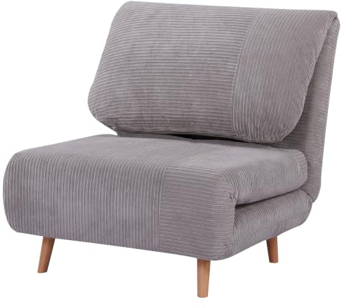 HOMCOM 2 in 1 Schlafsessel Klappbar Gästebett 82 x 87 x 89 cm Hellgrau | Schlafsofa mit Bettfunktion, Verstellbarer Rückenlehne, Relaxsessel in Cordoptik, Klappsessel, bis 200kg